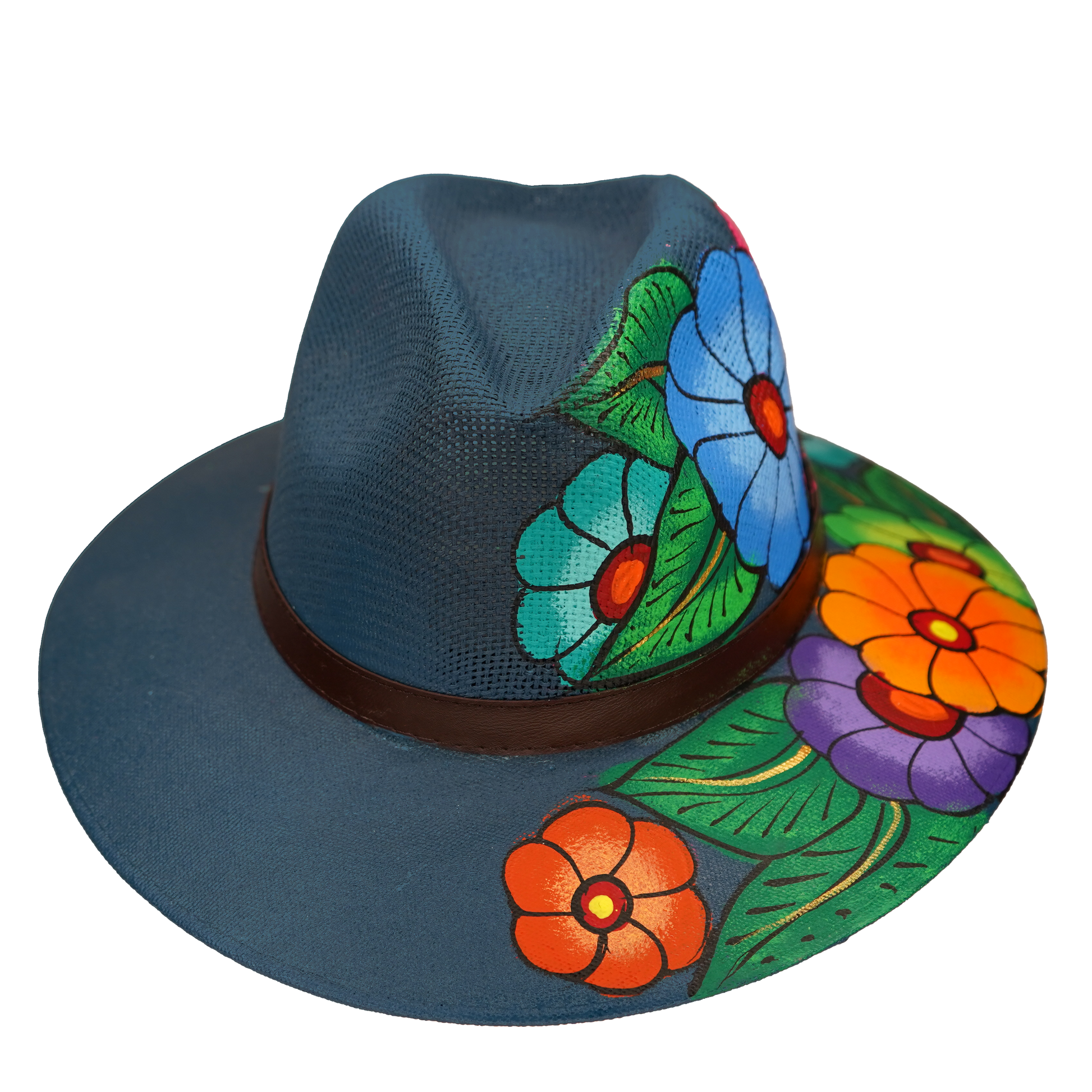Hand-painted Navy Fedora