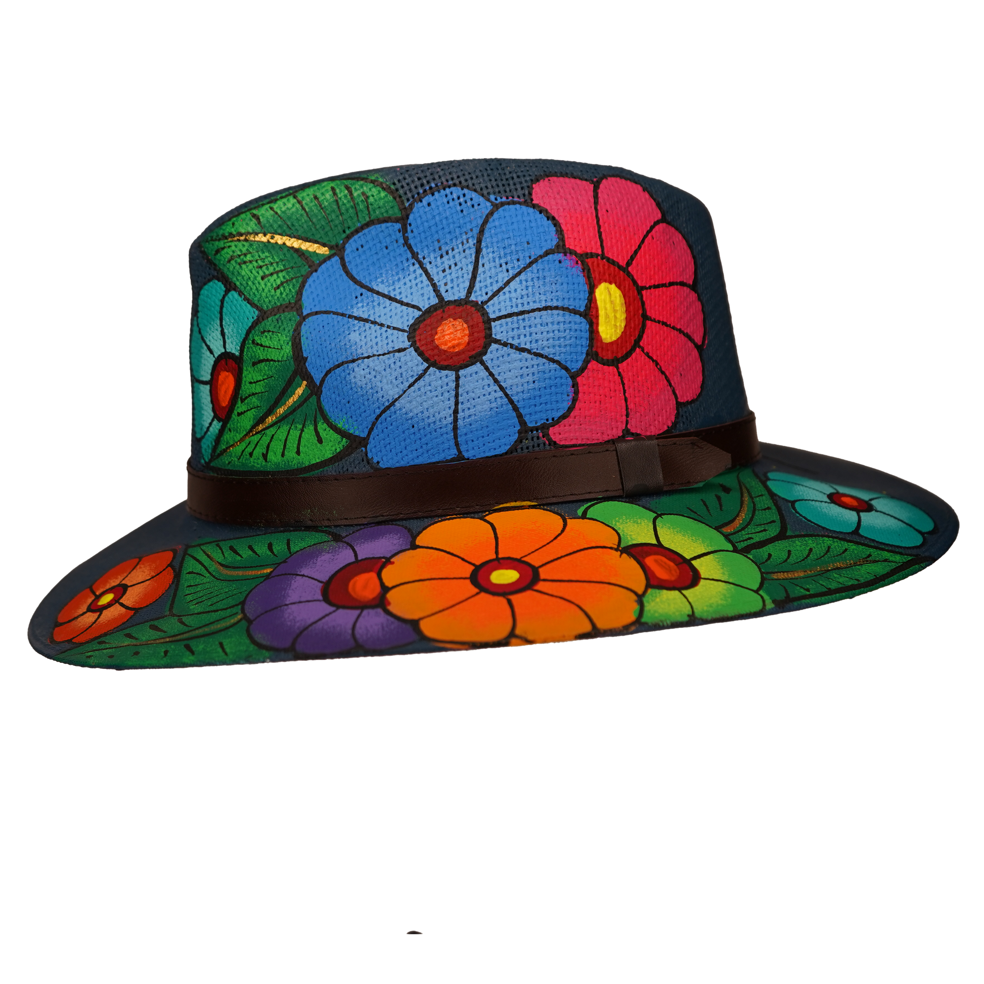 Hand-painted Navy Fedora