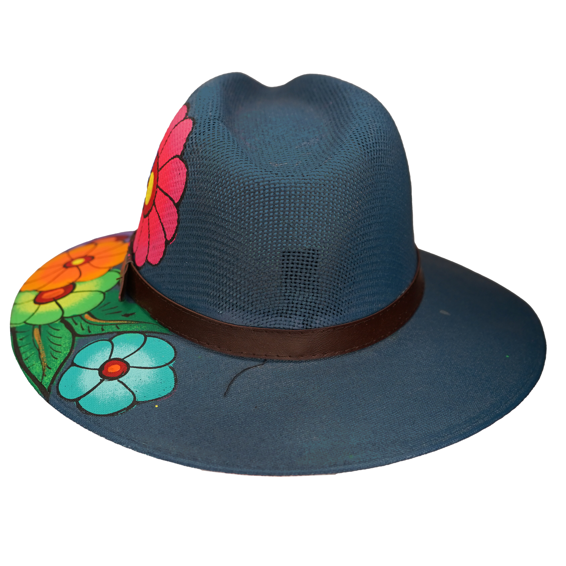 Hand-painted Navy Fedora