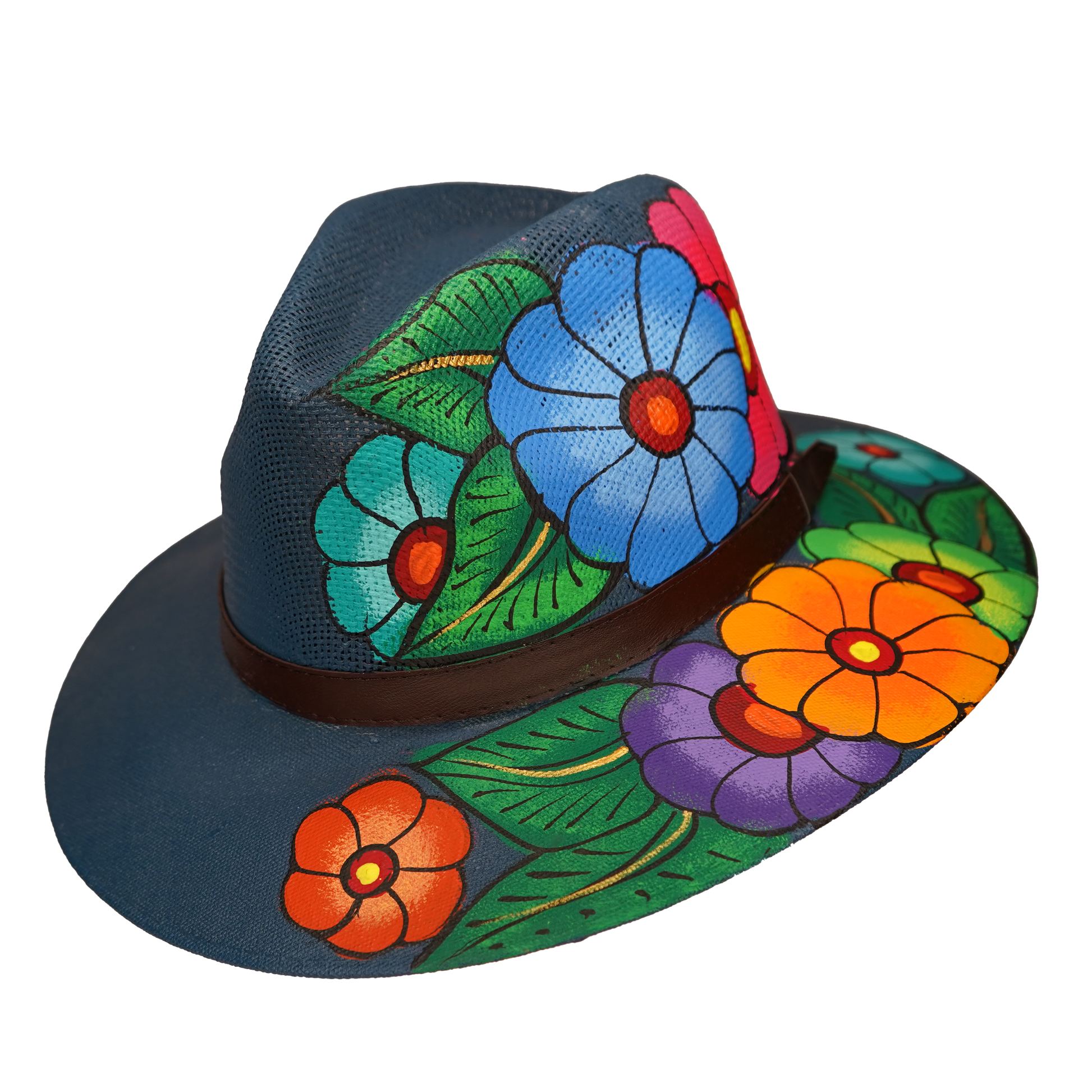 Hand-painted Navy Fedora
