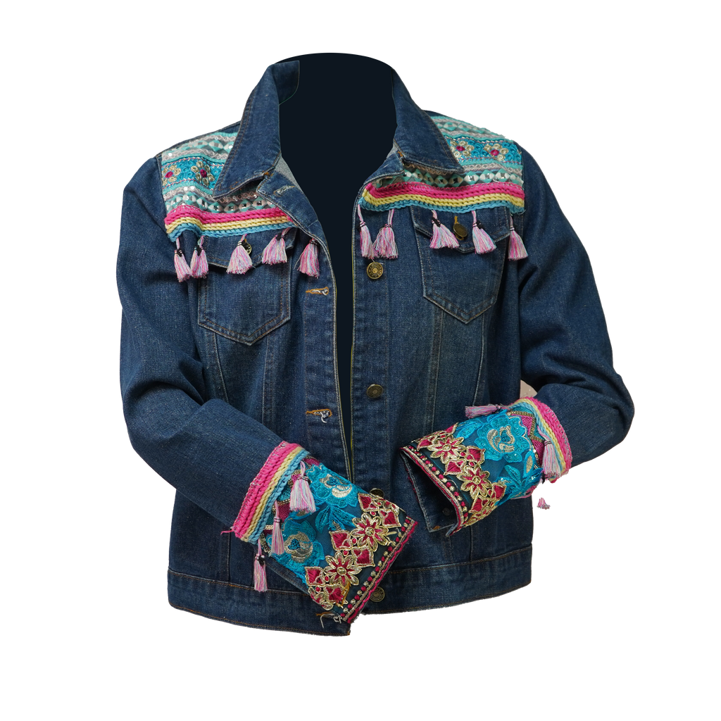 Jean Embroidered Jacket with Tassels