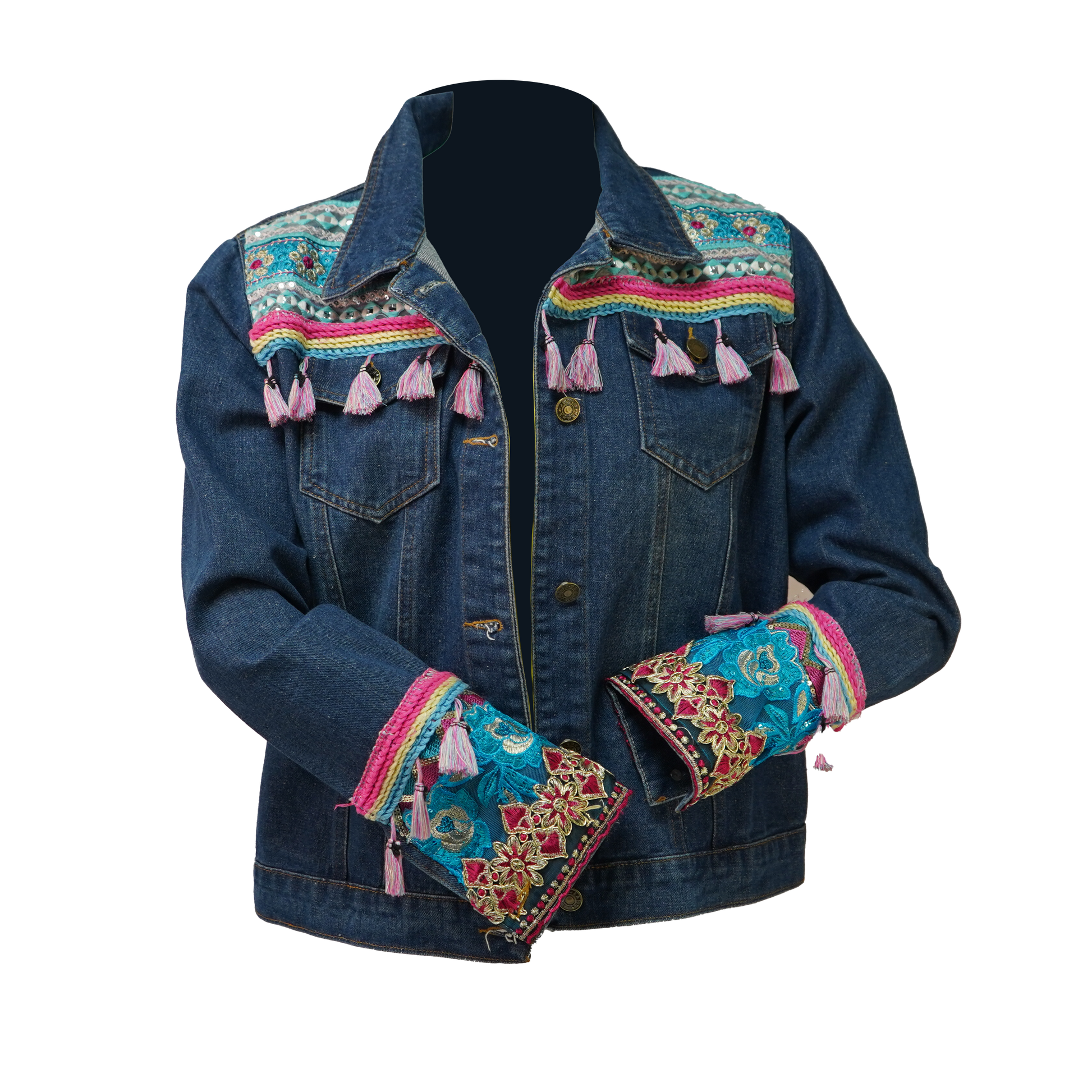 Jean Embroidered Jacket with Tassels