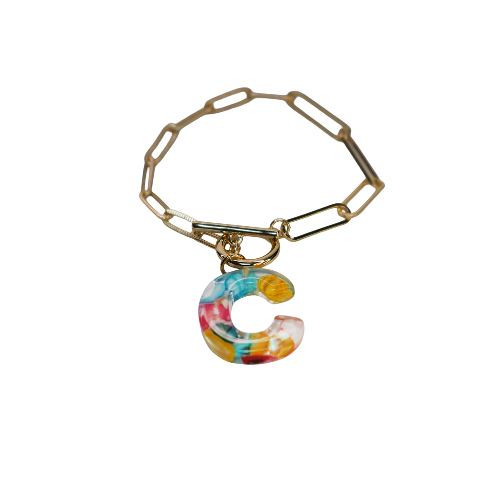 Resin InItial Paperclip Bracelet