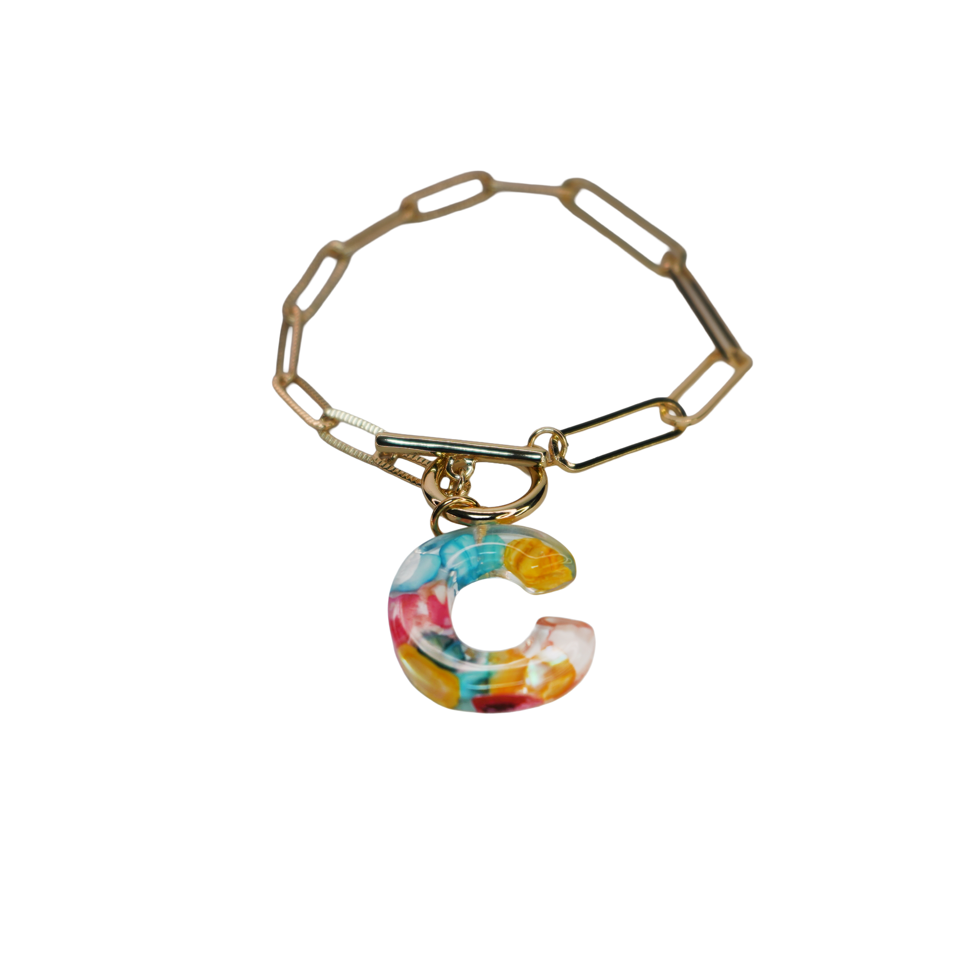 Resin InItial Paperclip Bracelet