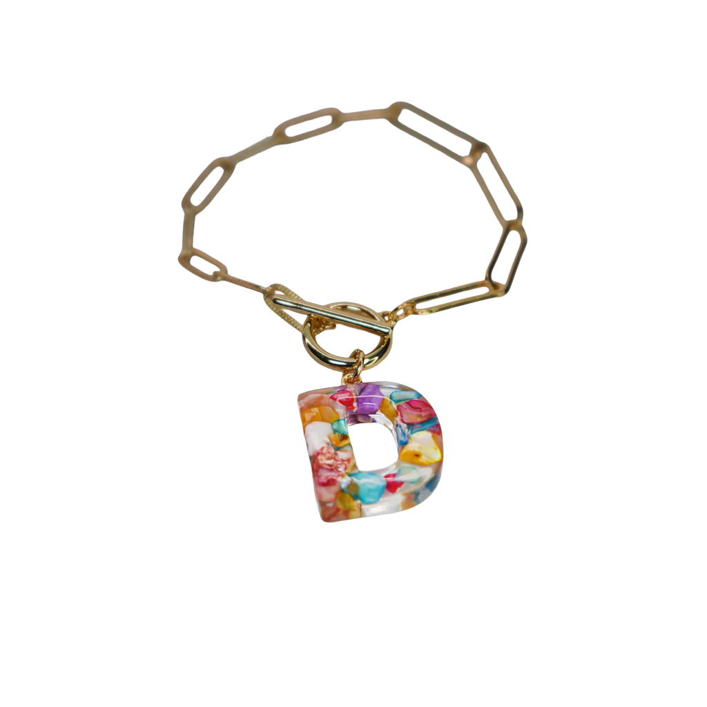 Resin InItial Paperclip Bracelet