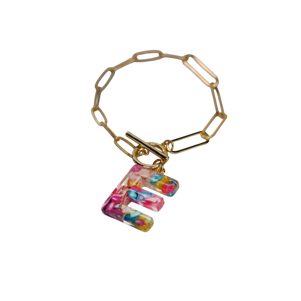 Resin InItial Paperclip Bracelet