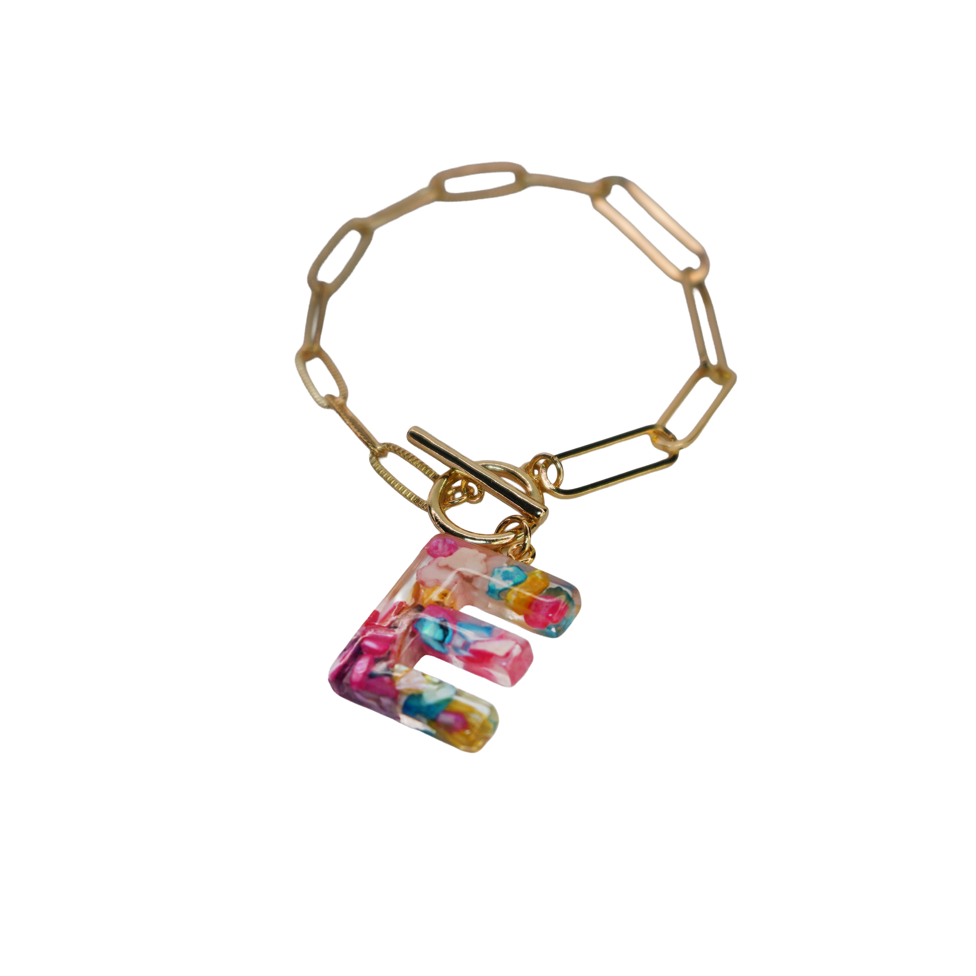 Resin InItial Paperclip Bracelet