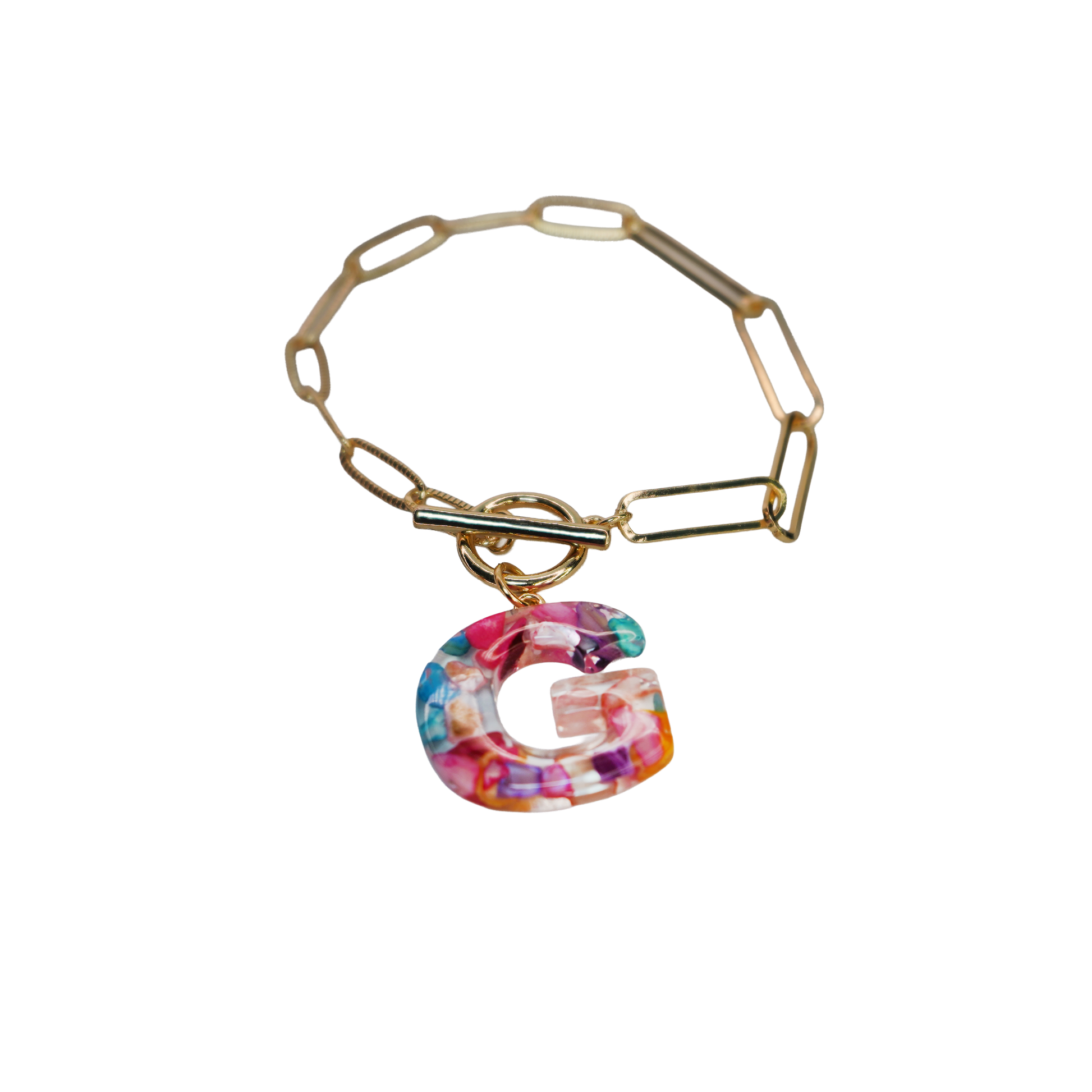 Resin InItial Paperclip Bracelet