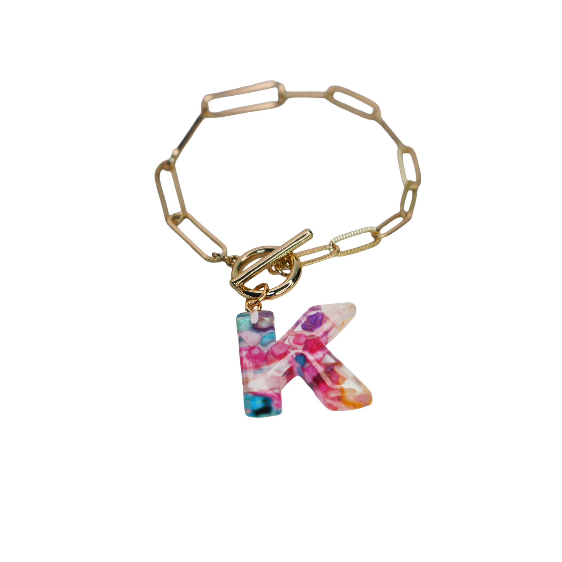 Resin InItial Paperclip Bracelet