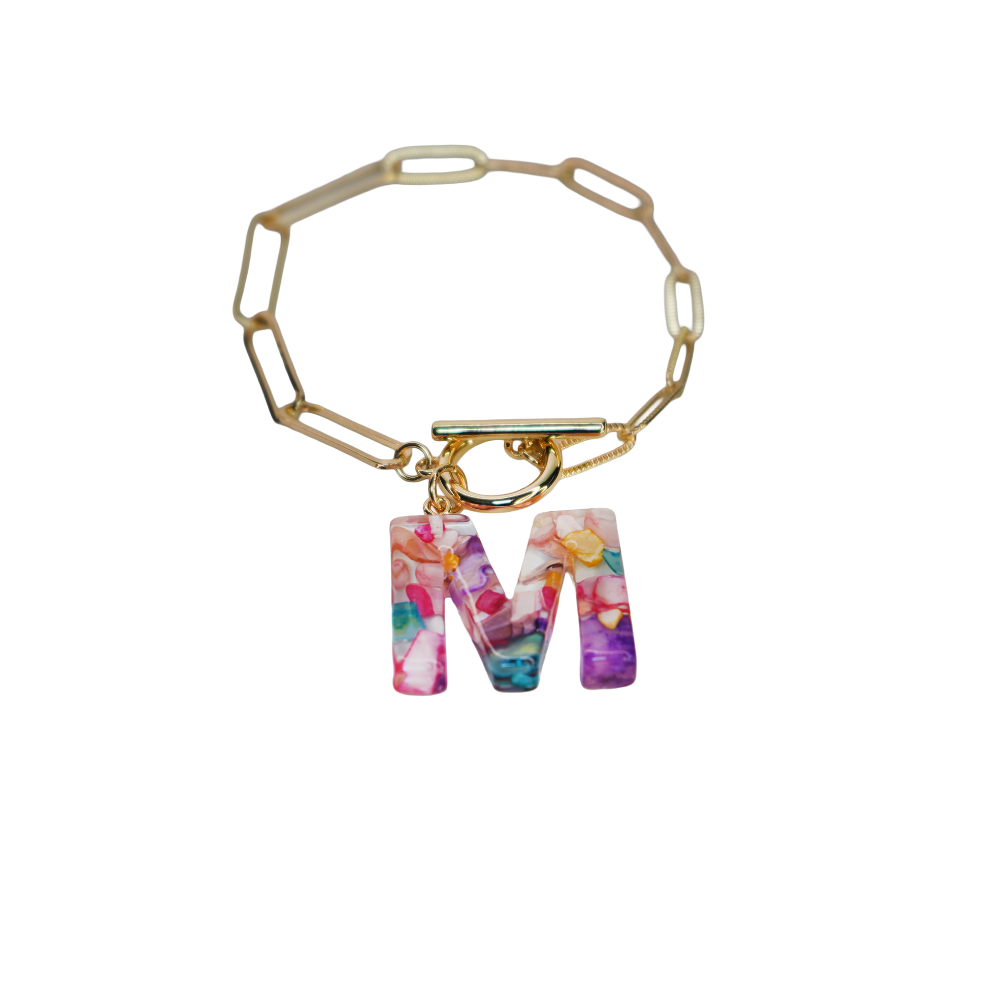 Resin InItial Paperclip Bracelet