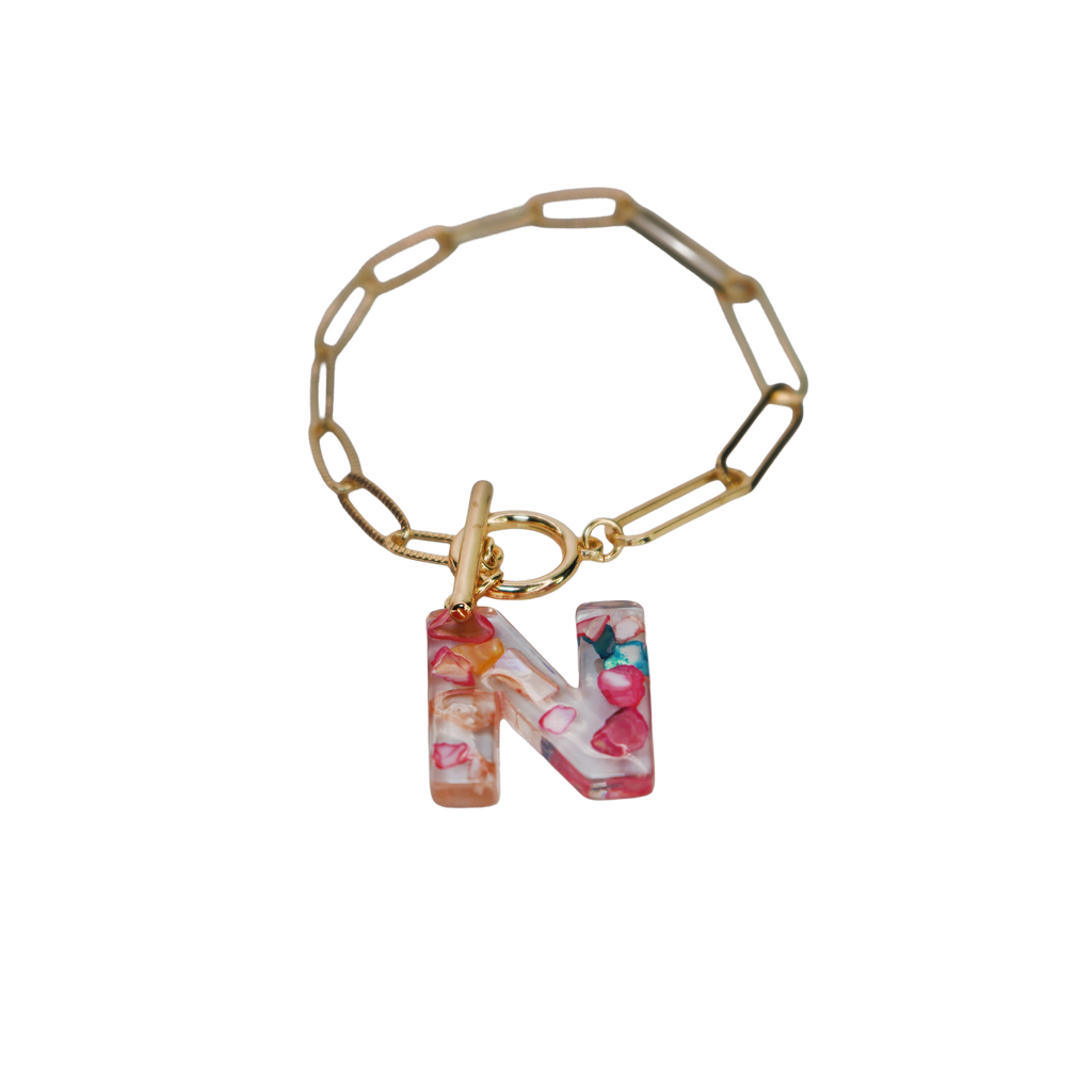 Resin InItial Paperclip Bracelet