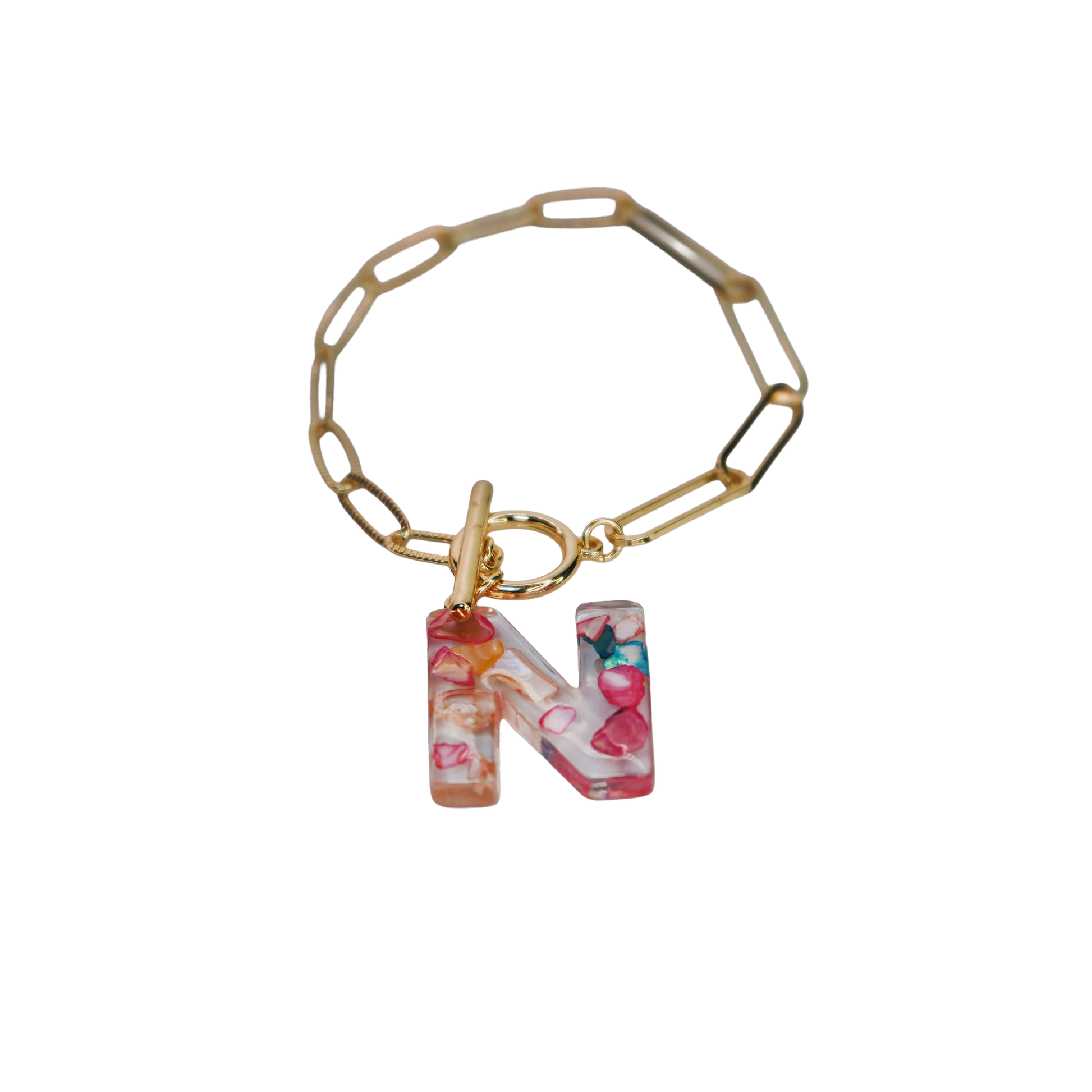 Resin InItial Paperclip Bracelet