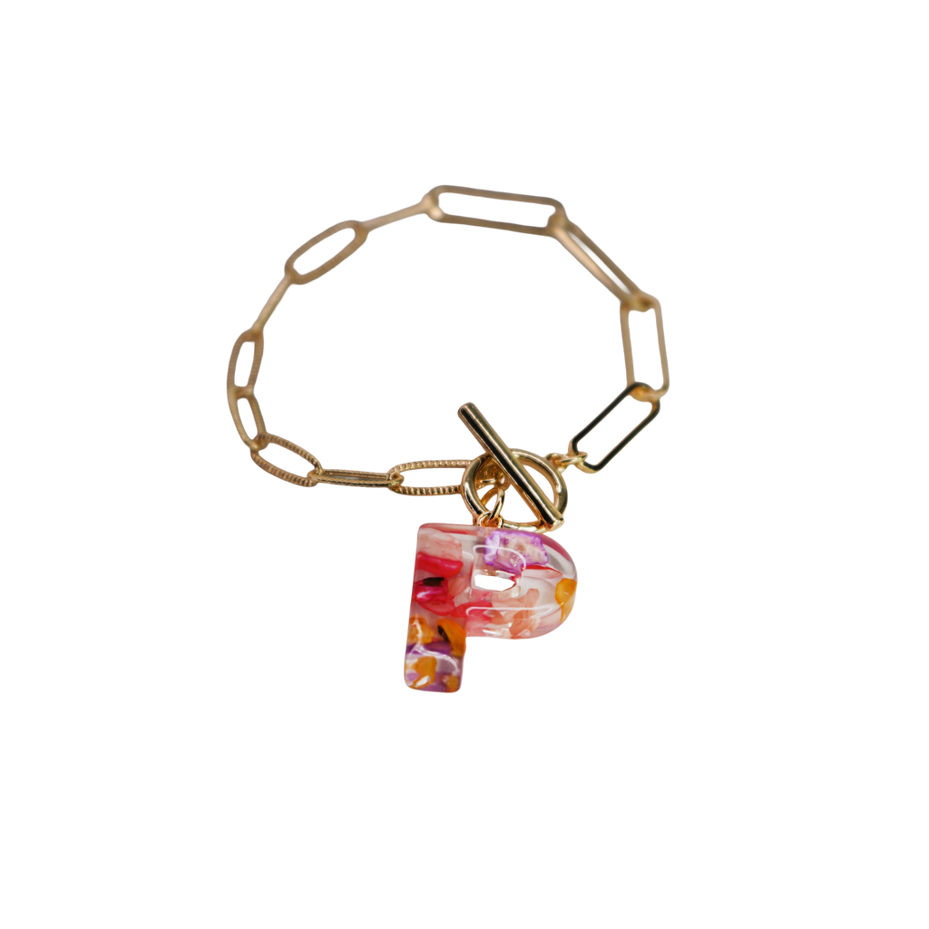 Resin InItial Paperclip Bracelet
