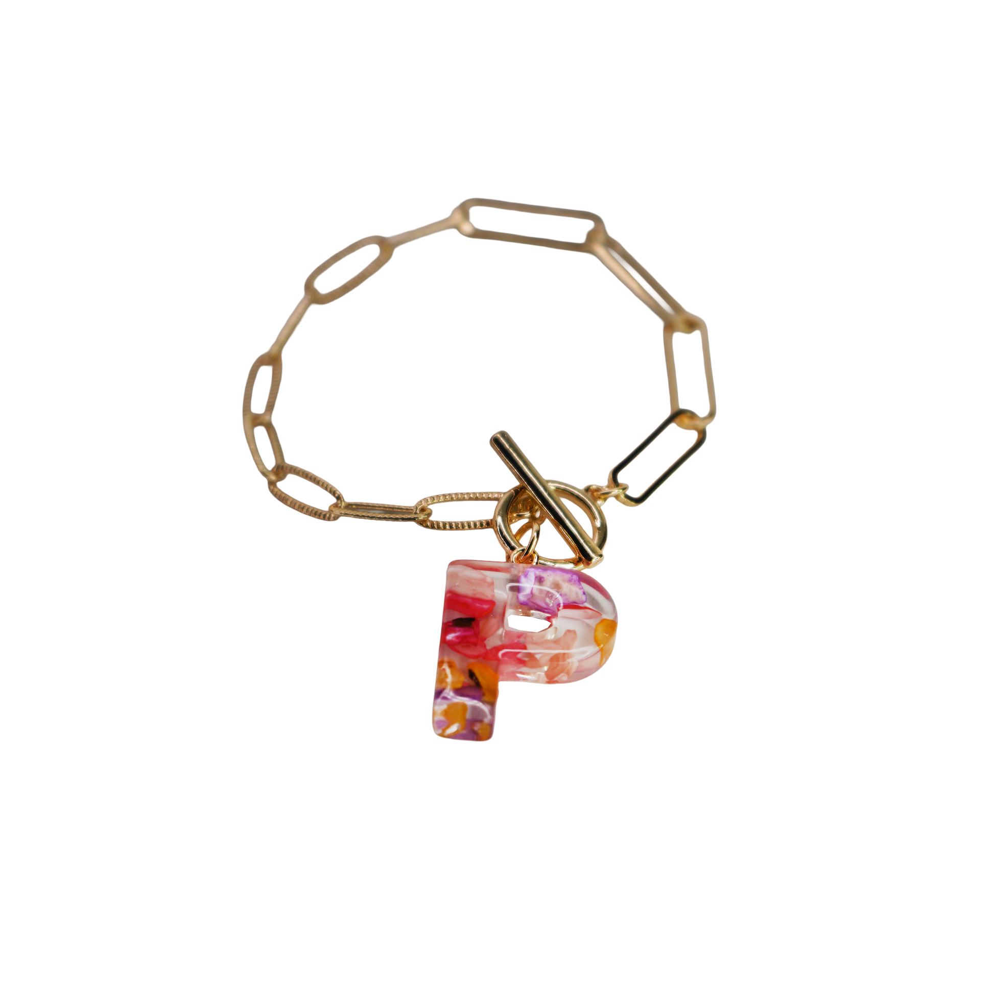 Resin InItial Paperclip Bracelet