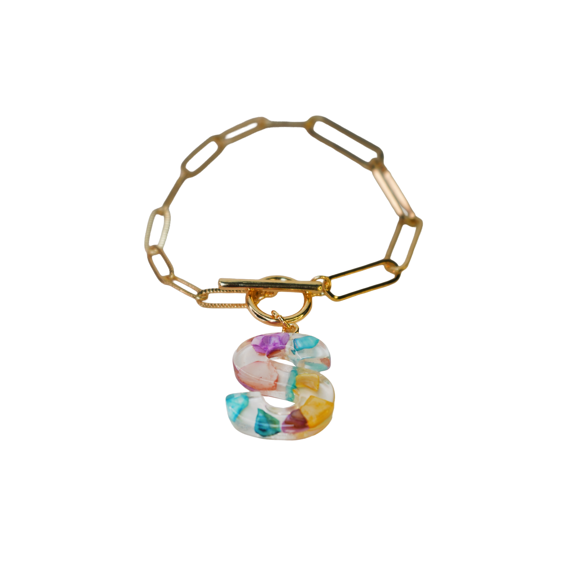 Resin InItial Paperclip Bracelet