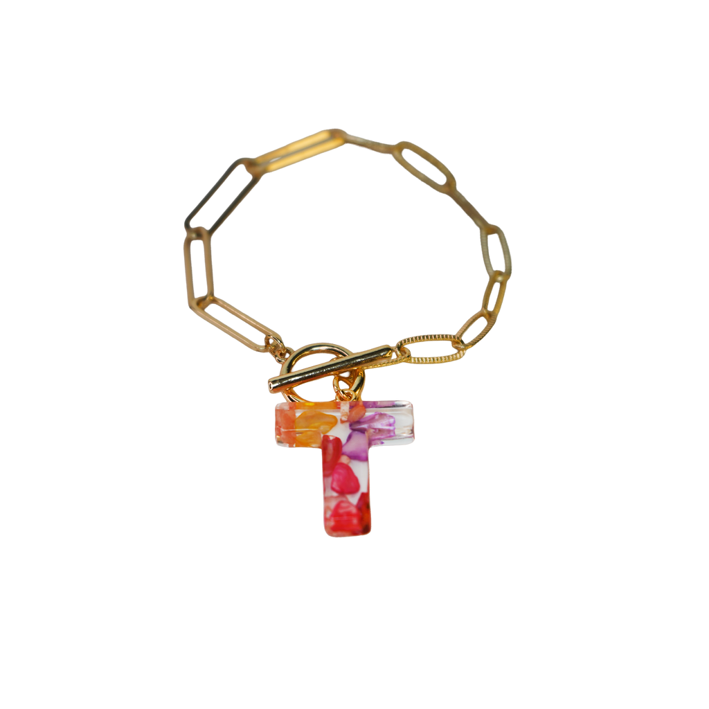 Resin InItial Paperclip Bracelet