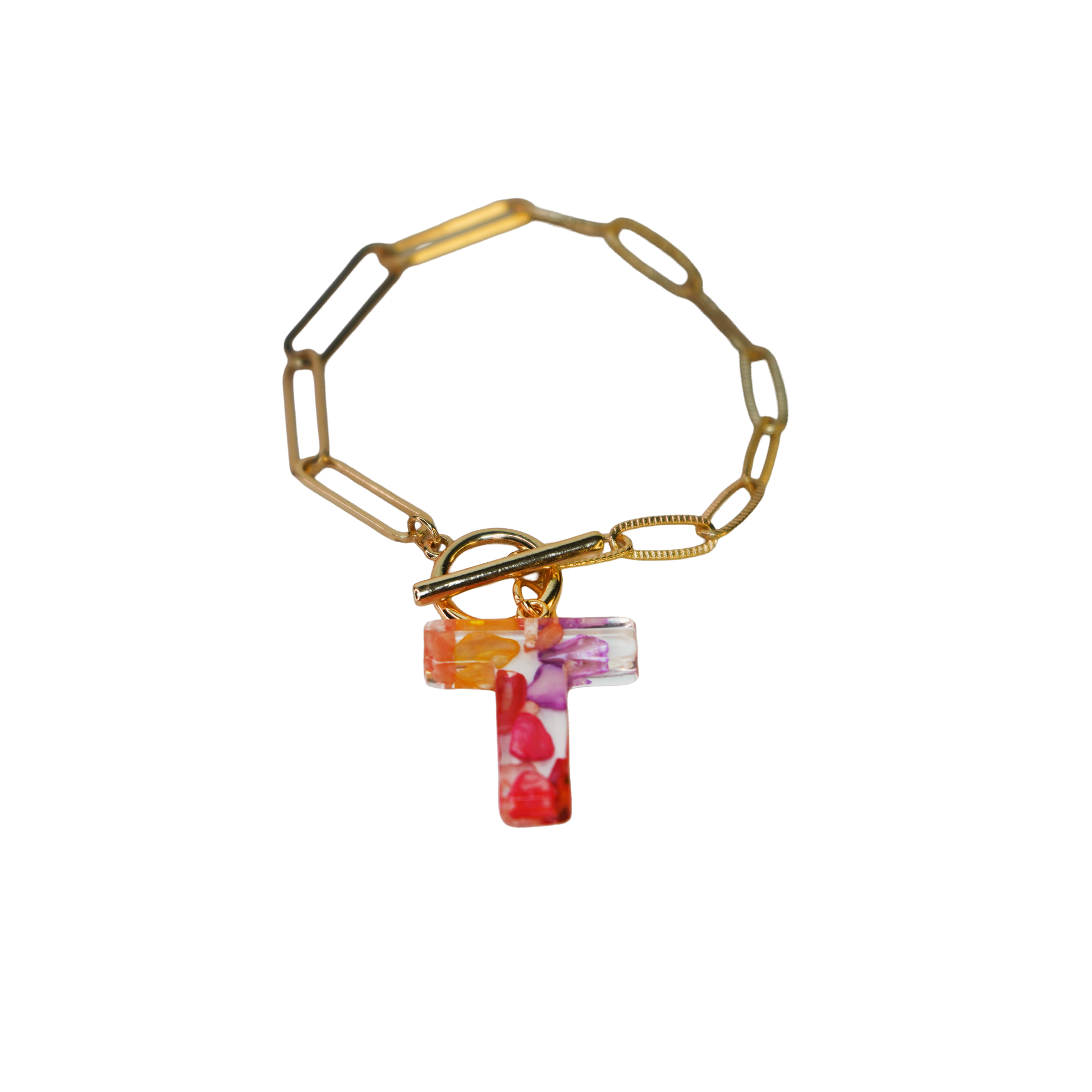 Resin InItial Paperclip Bracelet