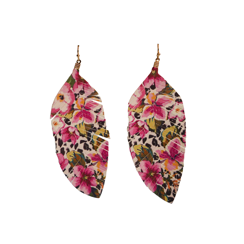 Leather Feather Dangle Earring