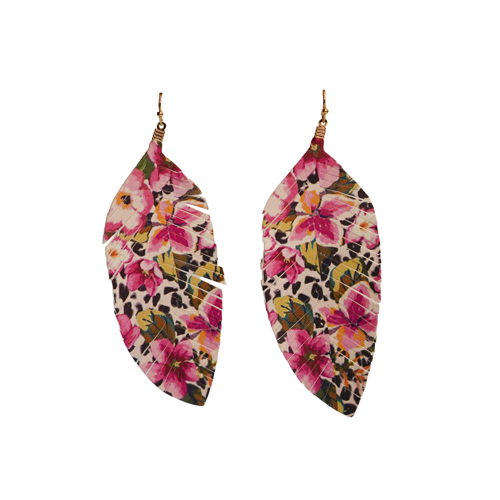 Leather Feather Dangle Earring