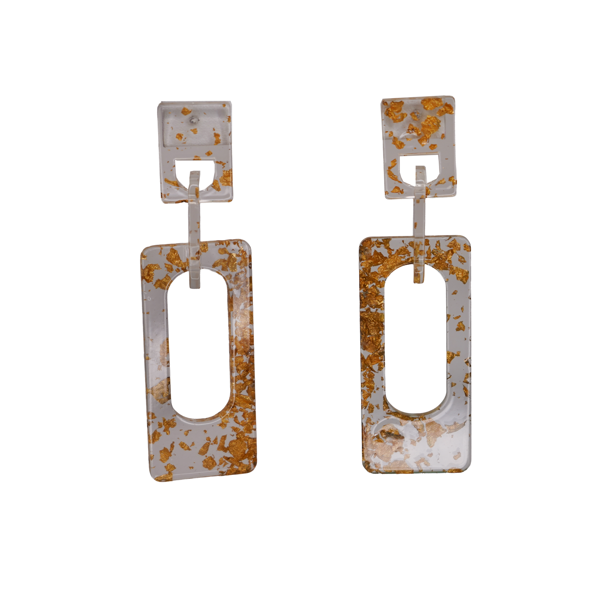 Resin Dangle Square Chain Earrings