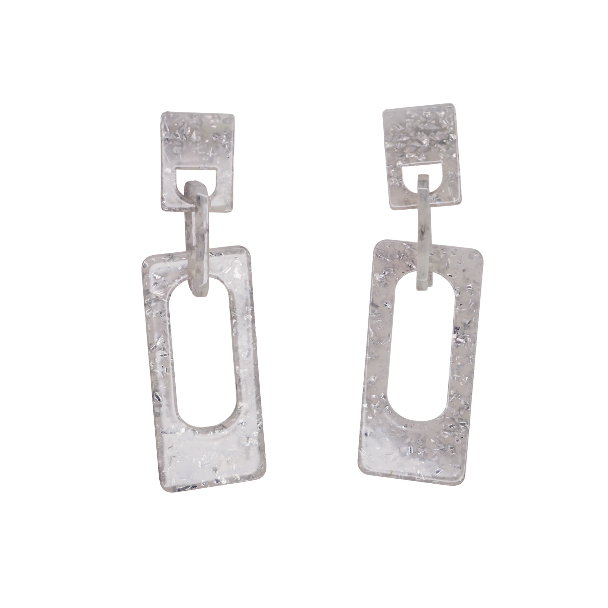 Resin Dangle Square Chain Earrings