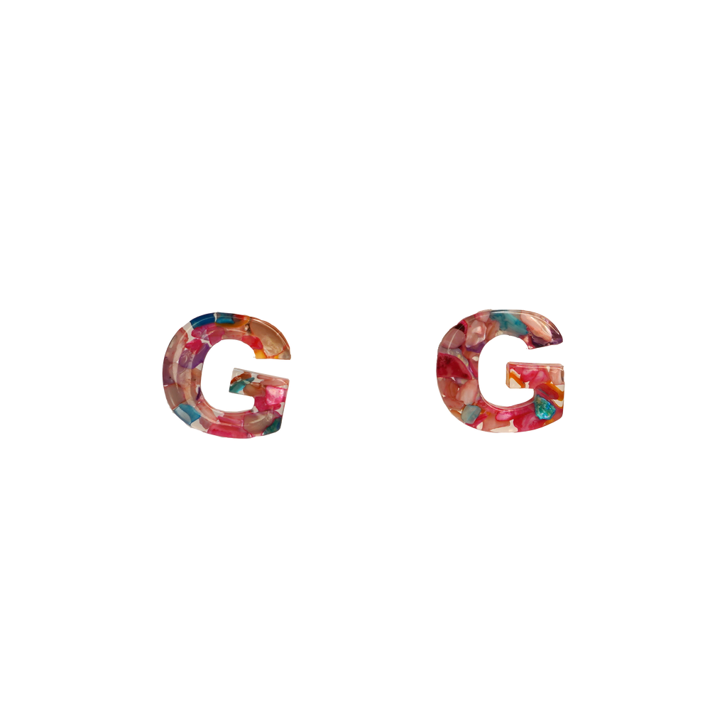 Resin Initial Earrings