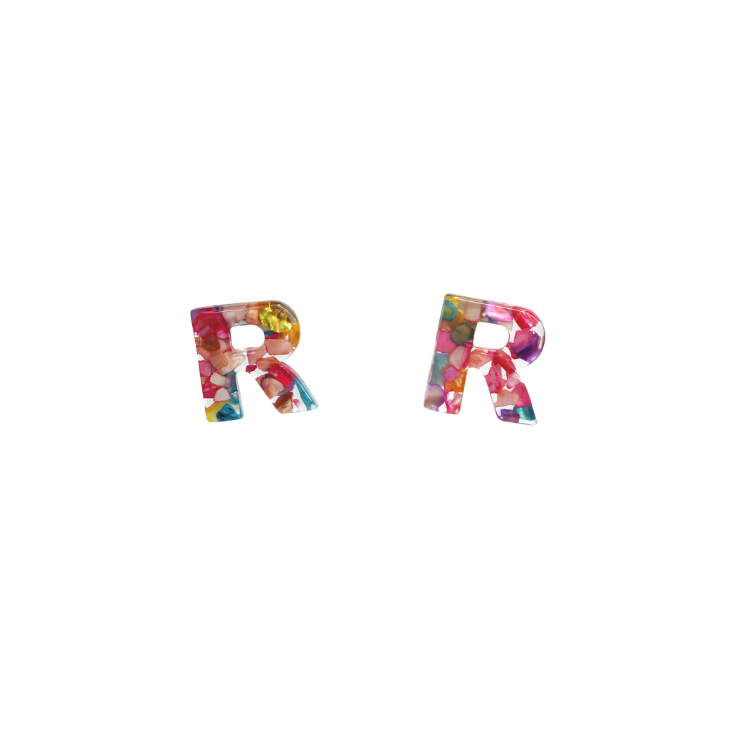 Resin Initial Earrings