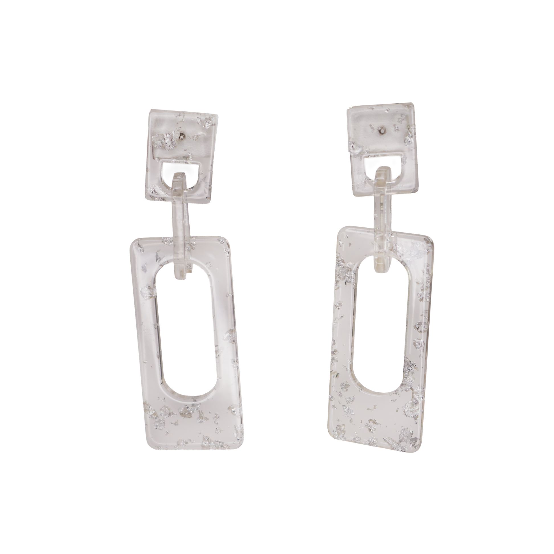 Resin Dangle Square Chain Earrings