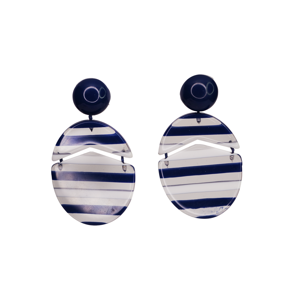 Stripped Resin Split Oval Earring