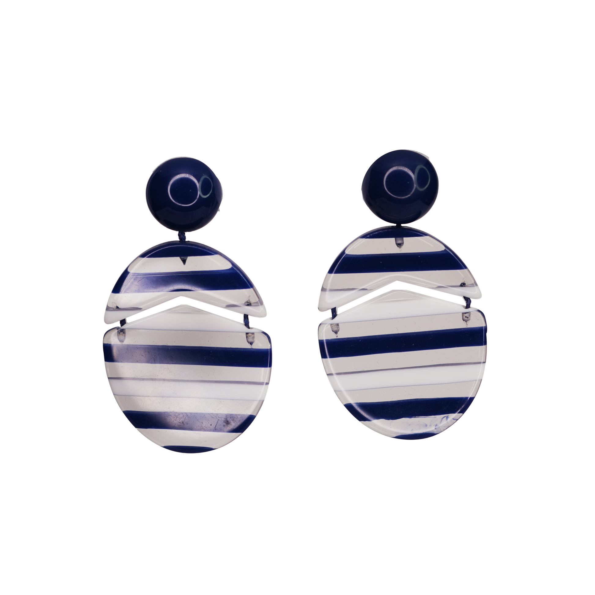 Stripped Resin Split Oval Earring
