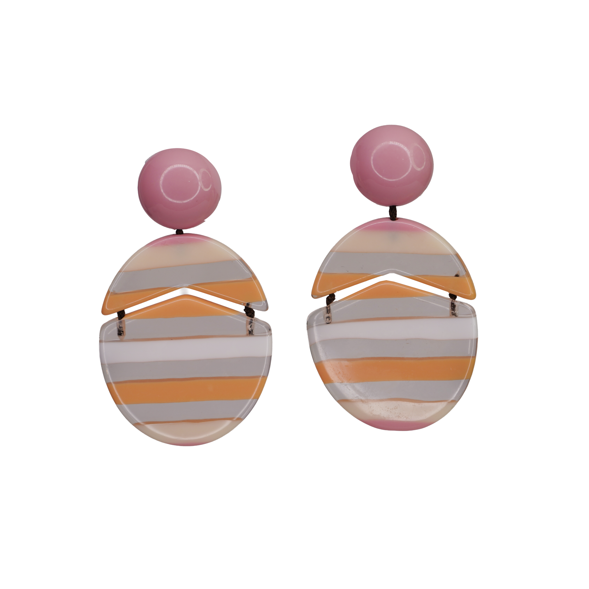 Stripped Resin Split Oval Earring