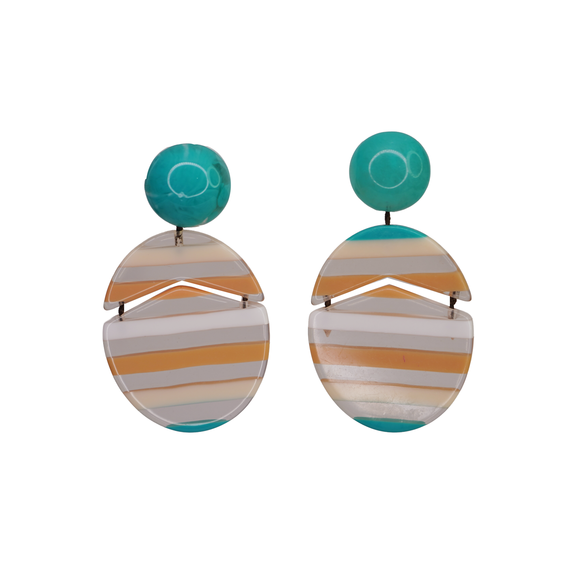 Stripped Resin Split Oval Earring