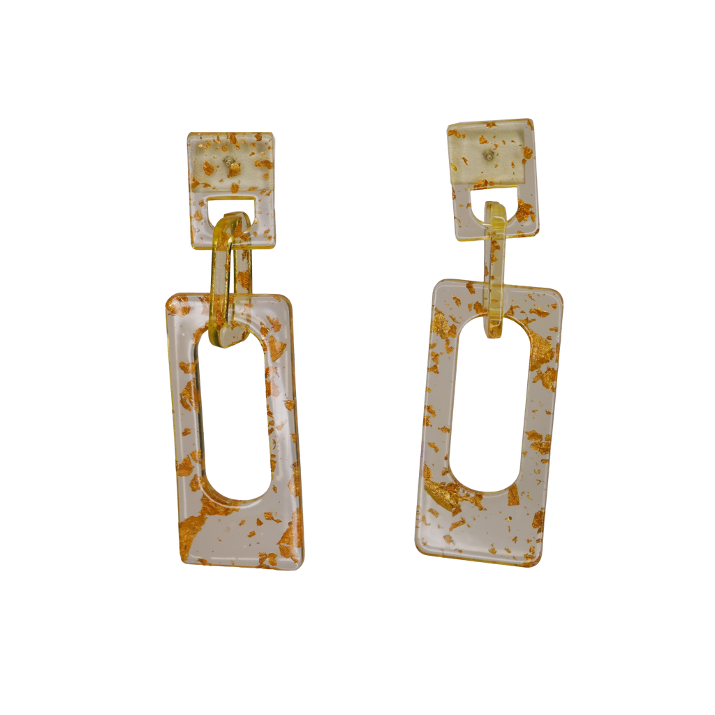 Resin Dangle Square Chain Earrings