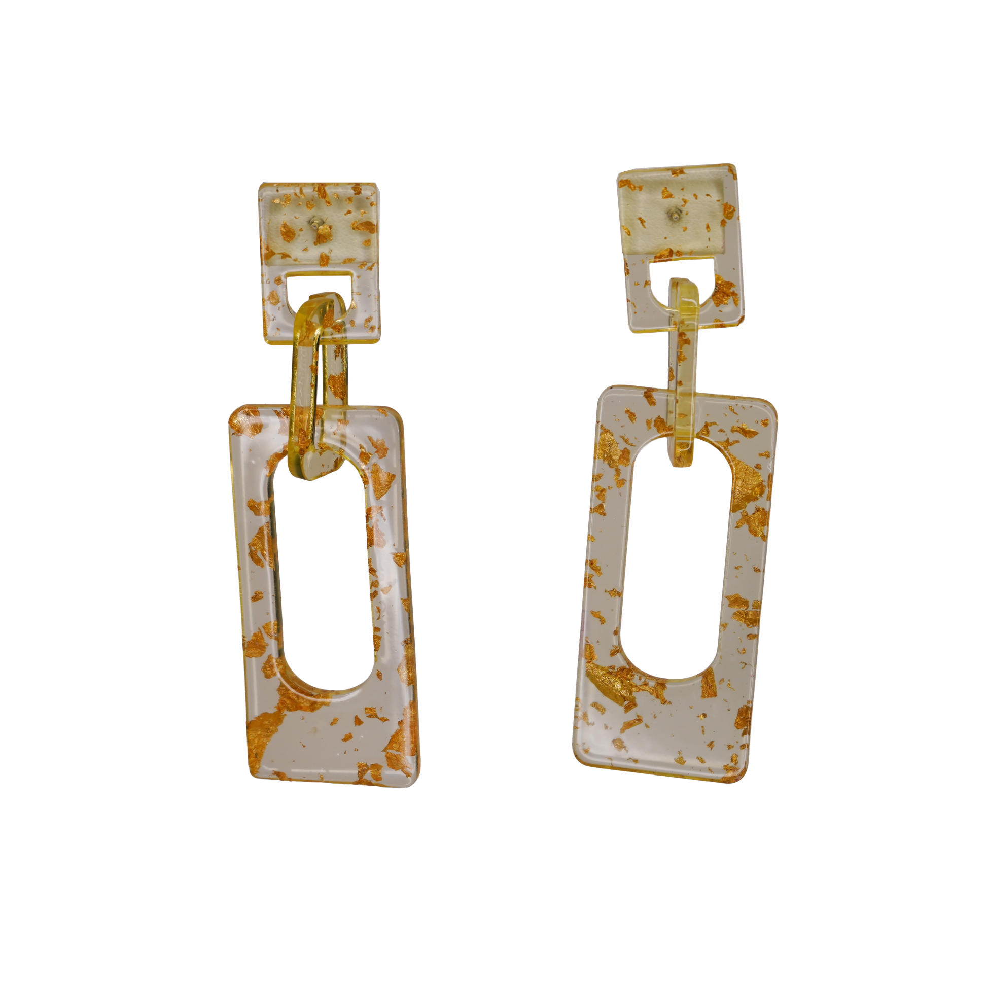 Resin Dangle Square Chain Earrings