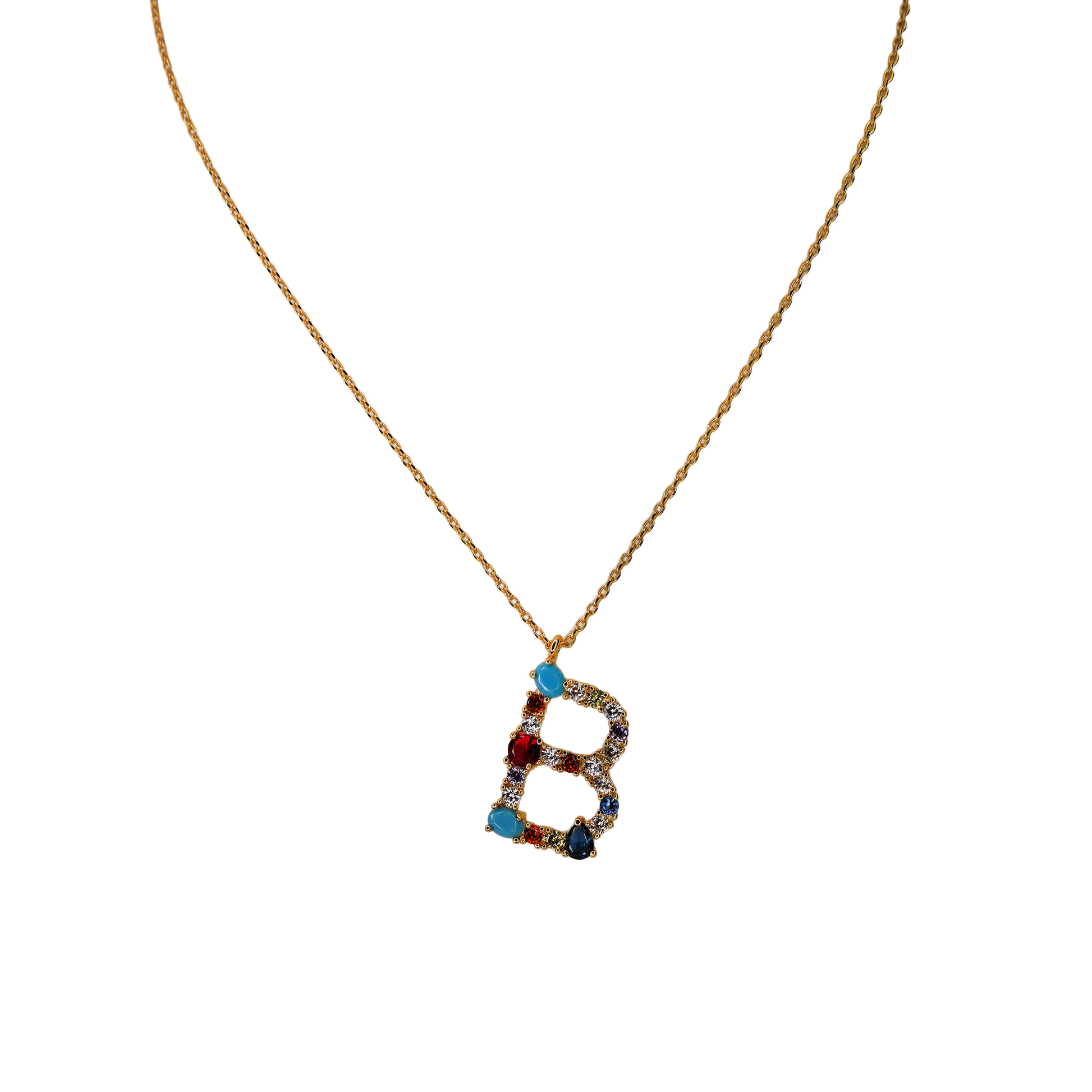 Gemstone Initial Necklace