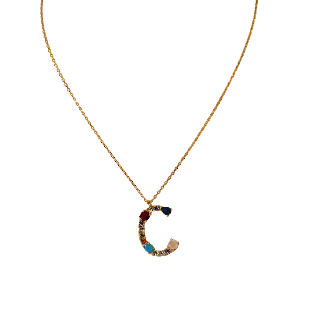 Gemstone Initial Necklace