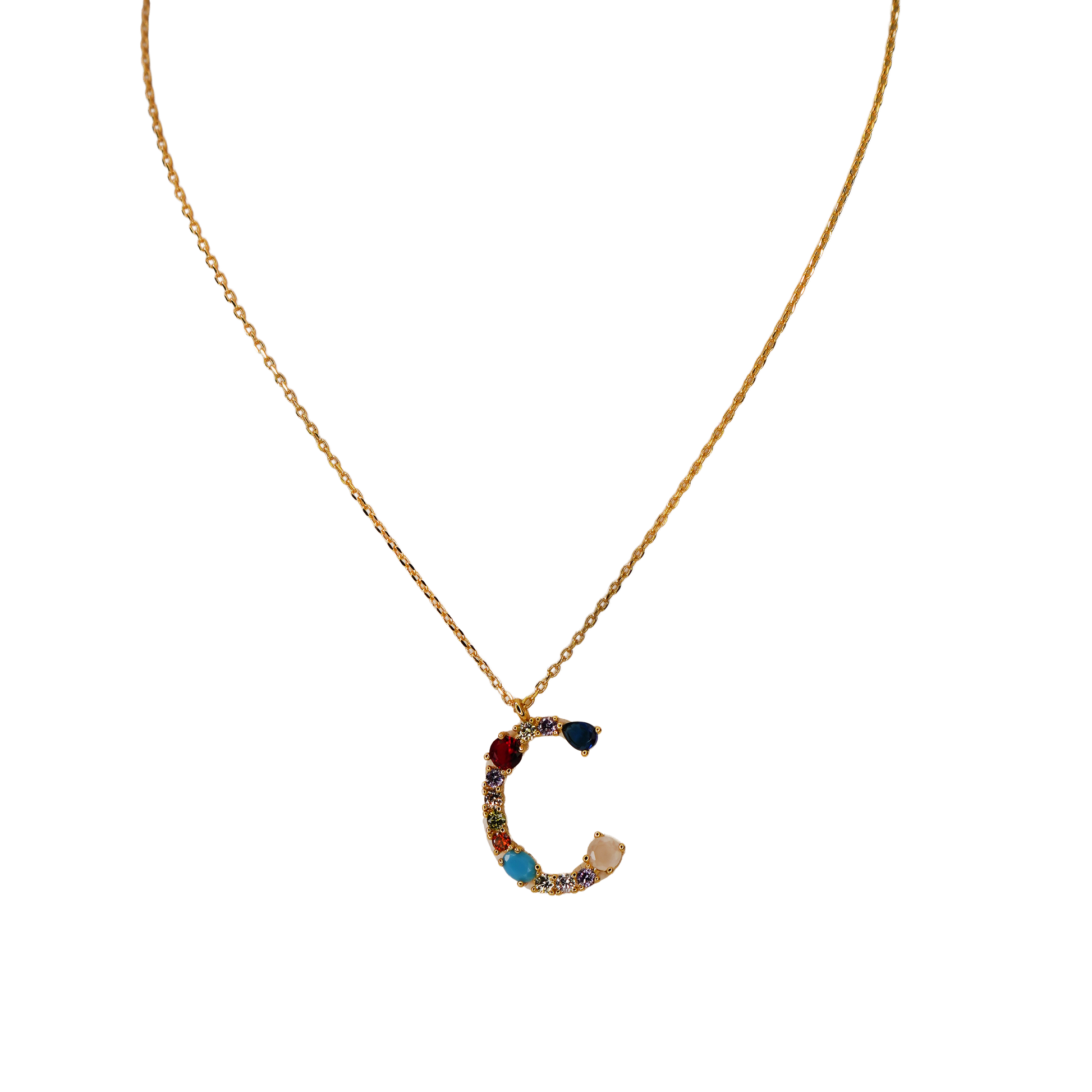 Gemstone Initial Necklace