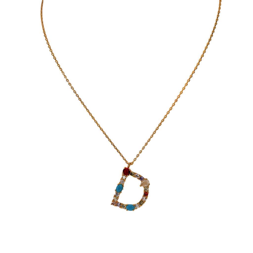 Gemstone Initial Necklace