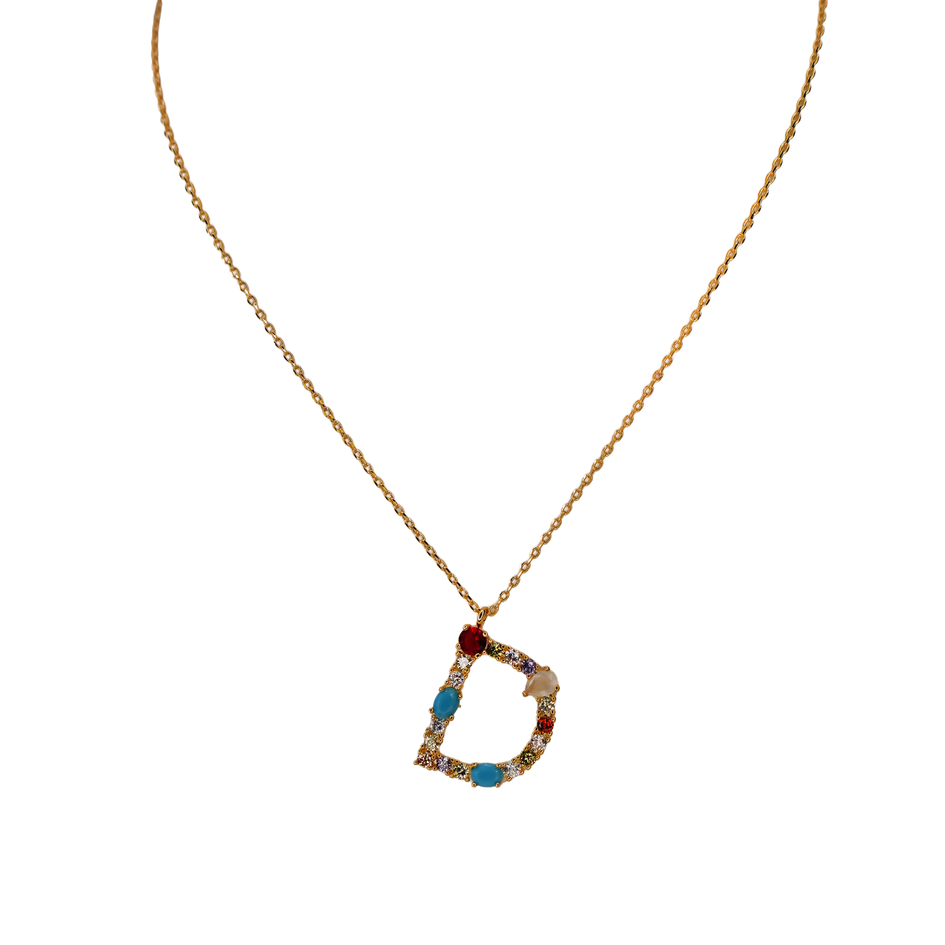 Gemstone Initial Necklace