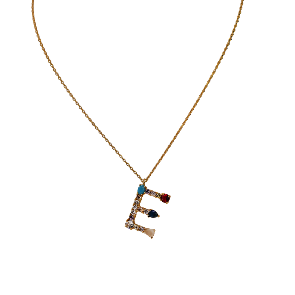 Gemstone Initial Necklace