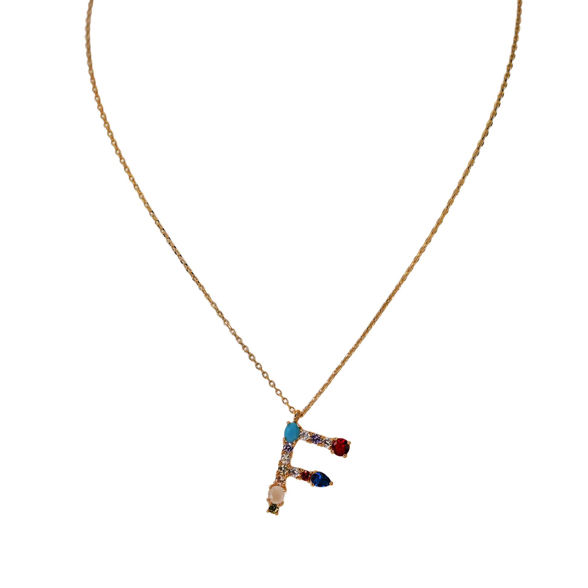 Gemstone Initial Necklace