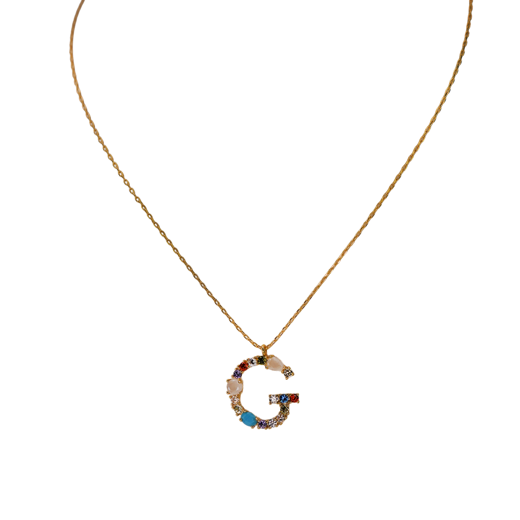 Gemstone Initial Necklace