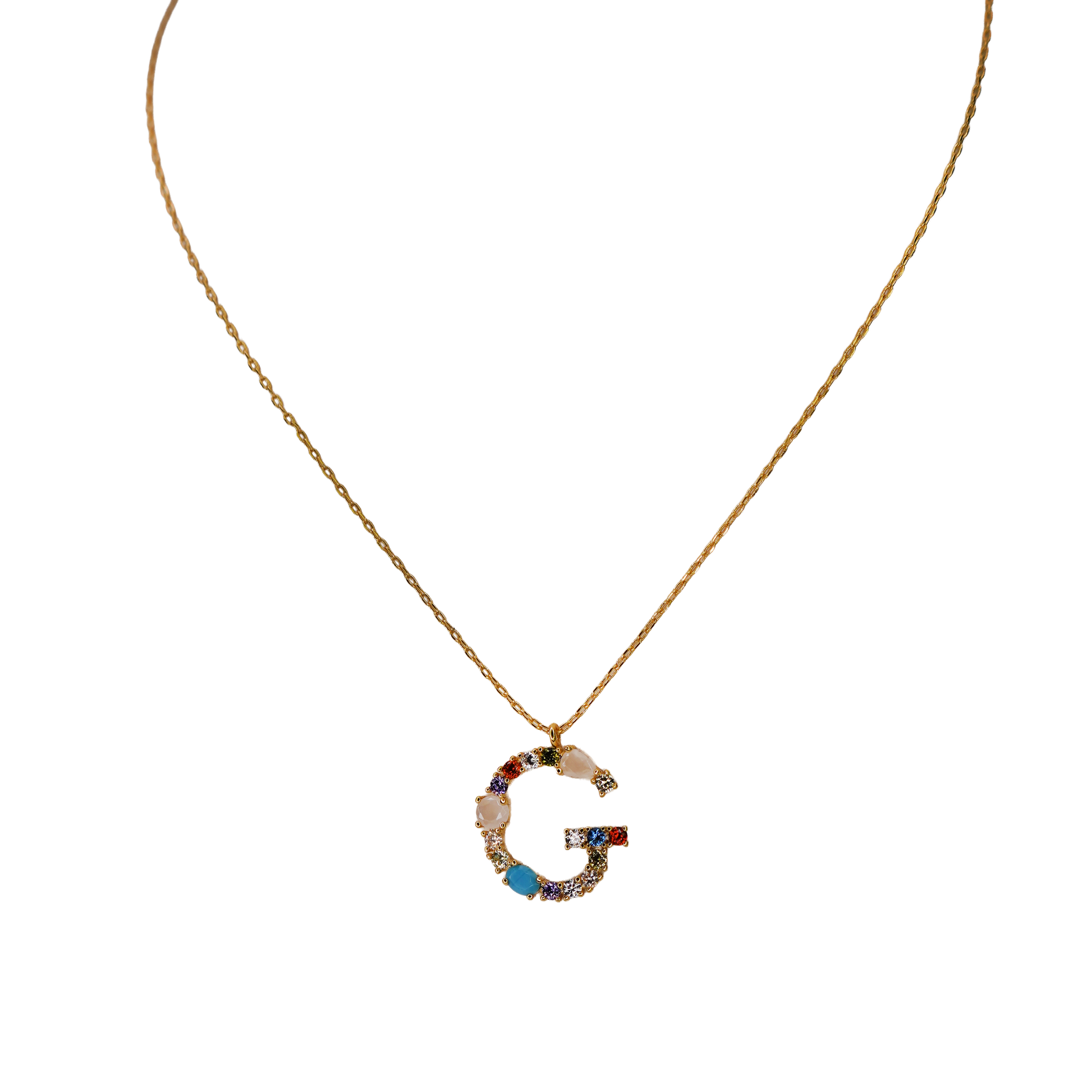 Gemstone Initial Necklace