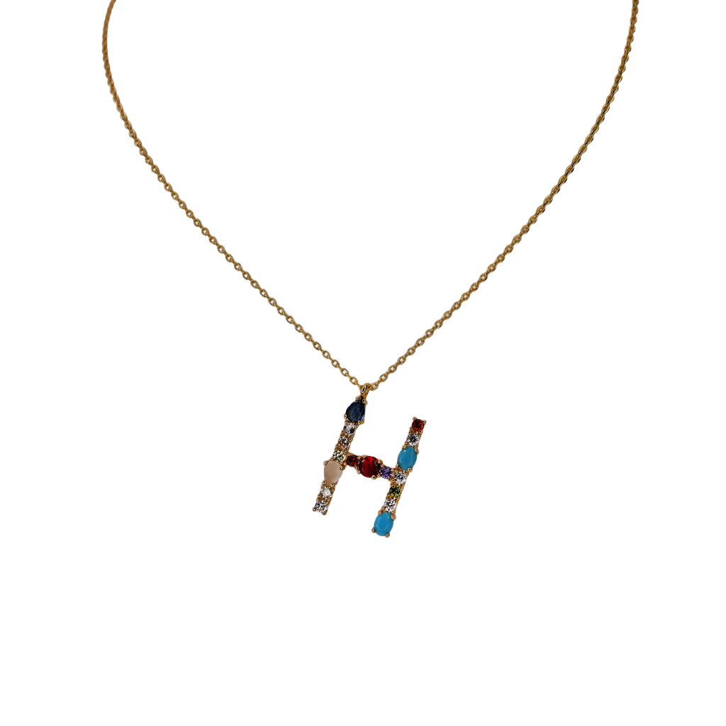 Gemstone Initial Necklace