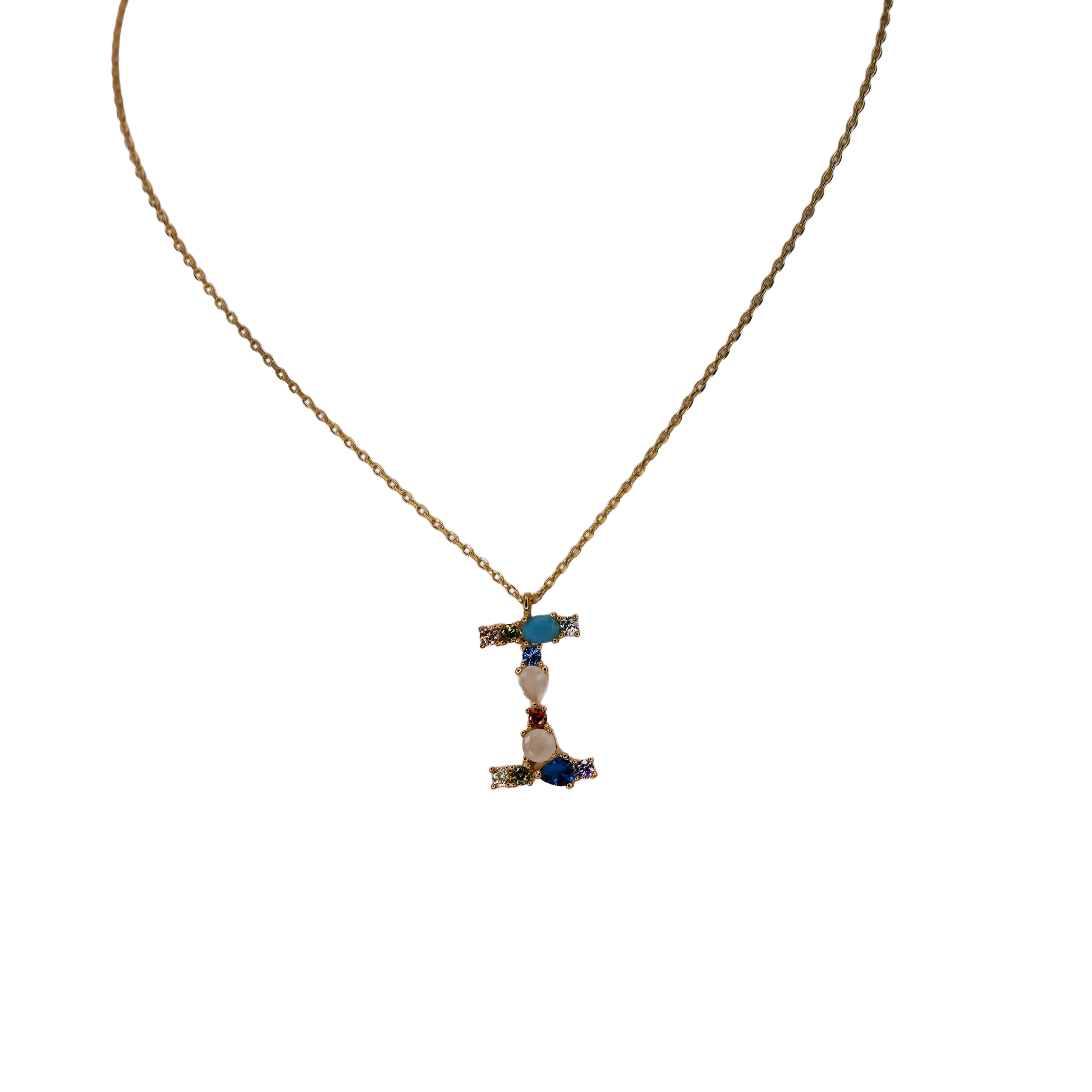 Gemstone Initial Necklace