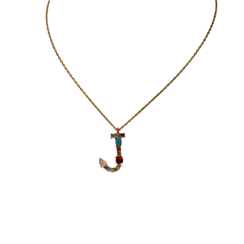 Gemstone Initial Necklace