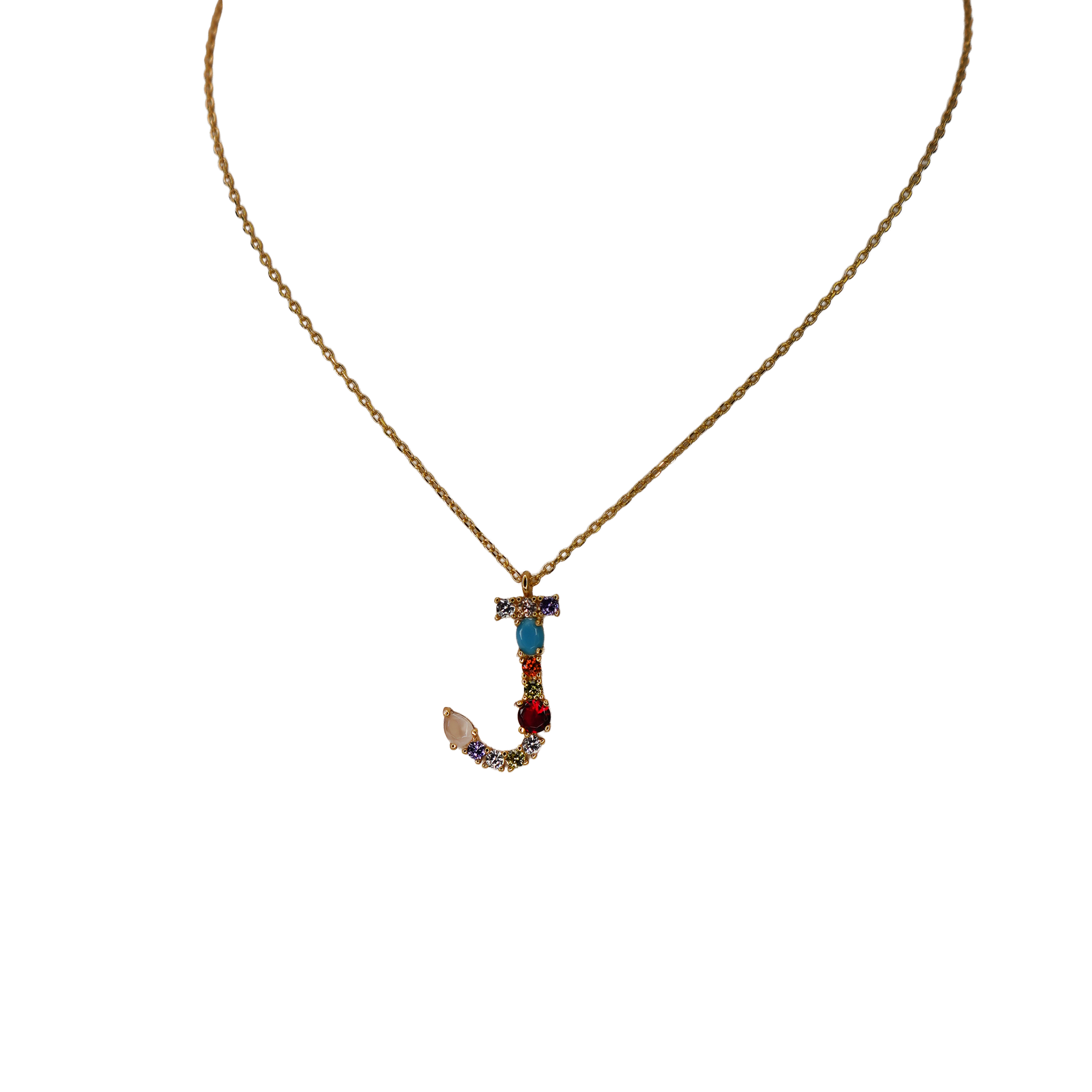 Gemstone Initial Necklace
