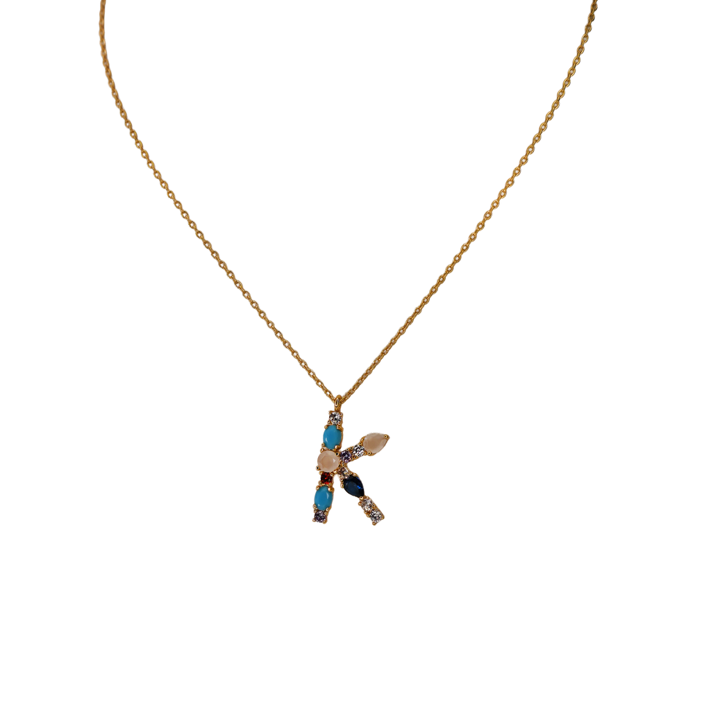 Gemstone Initial Necklace