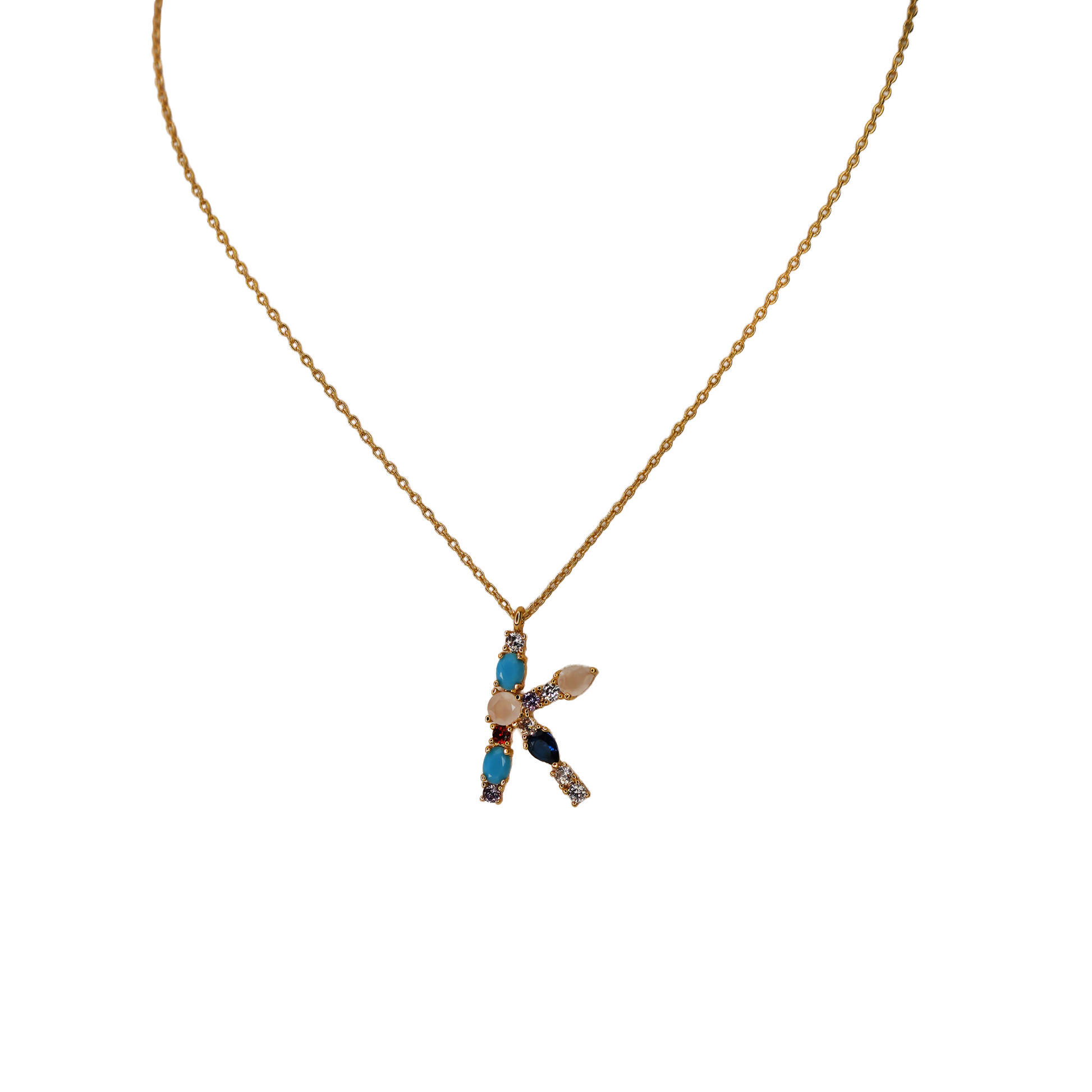 Gemstone Initial Necklace