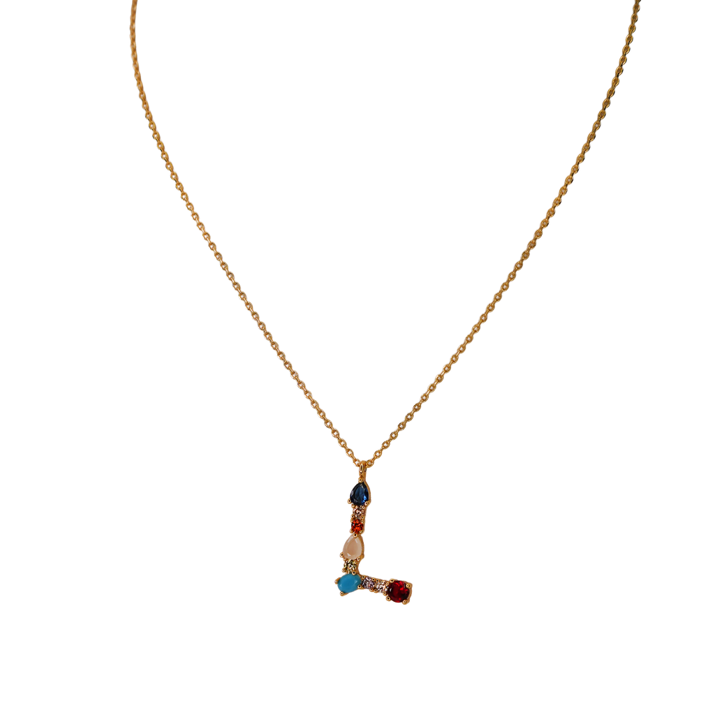Gemstone Initial Necklace